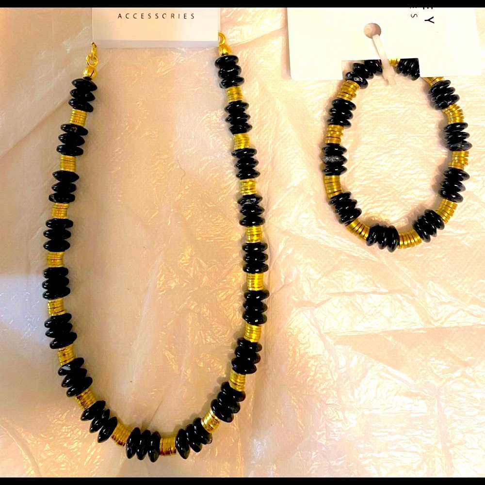 New two tone Necklace and Bracelet set .